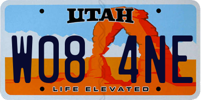 UT license plate W084NE