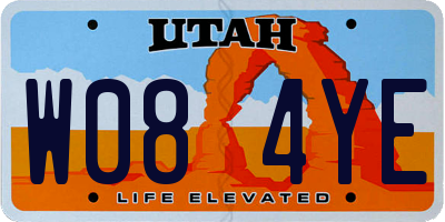 UT license plate W084YE