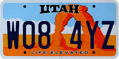 UT license plate W084YZ