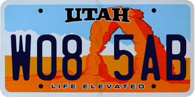 UT license plate W085AB