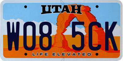 UT license plate W085CK