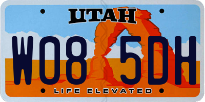 UT license plate W085DH