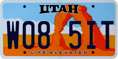 UT license plate W085IT