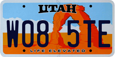 UT license plate W085TE