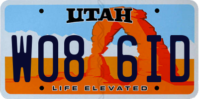 UT license plate W086ID