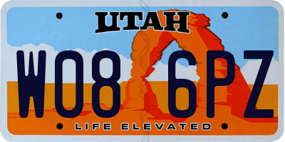 UT license plate W086PZ