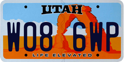 UT license plate W086WP