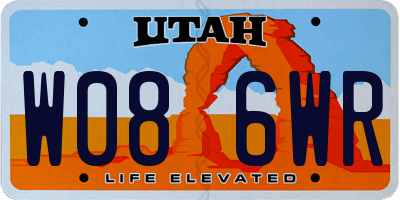 UT license plate W086WR