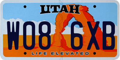 UT license plate W086XB