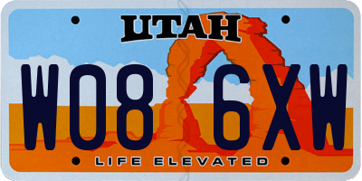 UT license plate W086XW