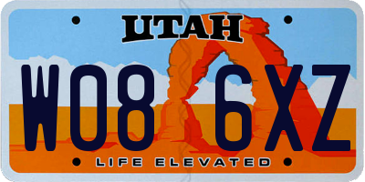 UT license plate W086XZ