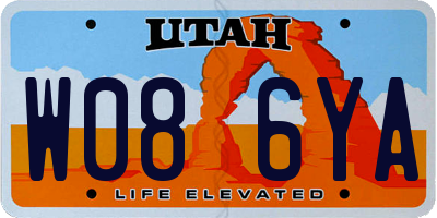 UT license plate W086YA