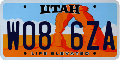 UT license plate W086ZA
