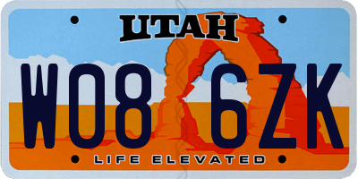 UT license plate W086ZK