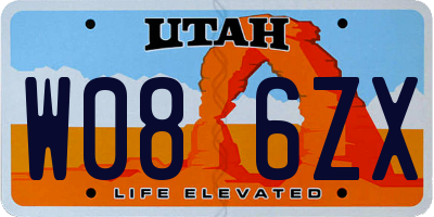 UT license plate W086ZX