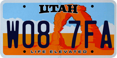 UT license plate W087FA