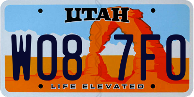 UT license plate W087FO
