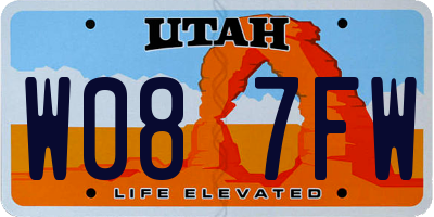 UT license plate W087FW