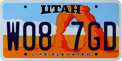 UT license plate W087GD