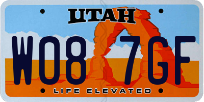 UT license plate W087GF