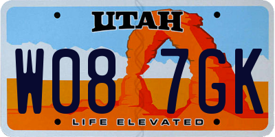 UT license plate W087GK