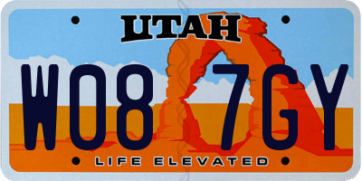 UT license plate W087GY
