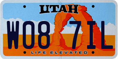 UT license plate W087IL