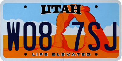 UT license plate W087SJ