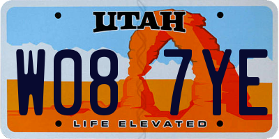 UT license plate W087YE