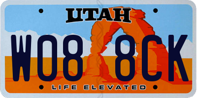 UT license plate W088CK