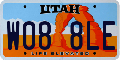 UT license plate W088LE