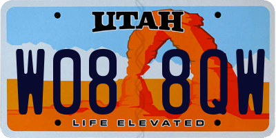 UT license plate W088QW