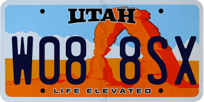 UT license plate W088SX