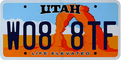 UT license plate W088TF