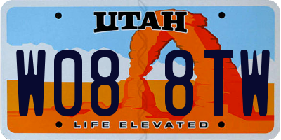 UT license plate W088TW