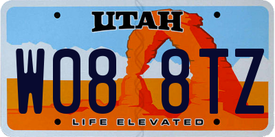 UT license plate W088TZ