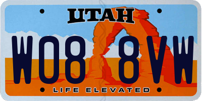 UT license plate W088VW