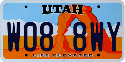 UT license plate W088WY