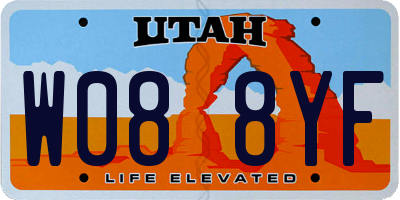 UT license plate W088YF