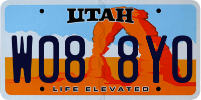 UT license plate W088YO