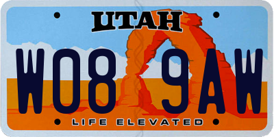 UT license plate W089AW