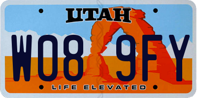 UT license plate W089FY