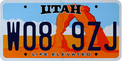 UT license plate W089ZJ