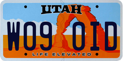 UT license plate W090ID
