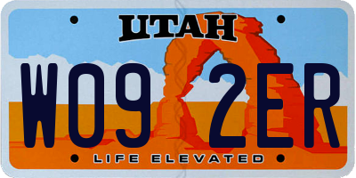 UT license plate W092ER