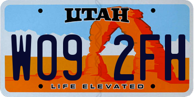 UT license plate W092FH