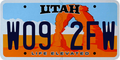 UT license plate W092FW