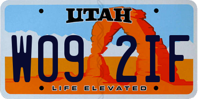 UT license plate W092IF