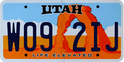 UT license plate W092IJ