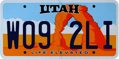 UT license plate W092LI